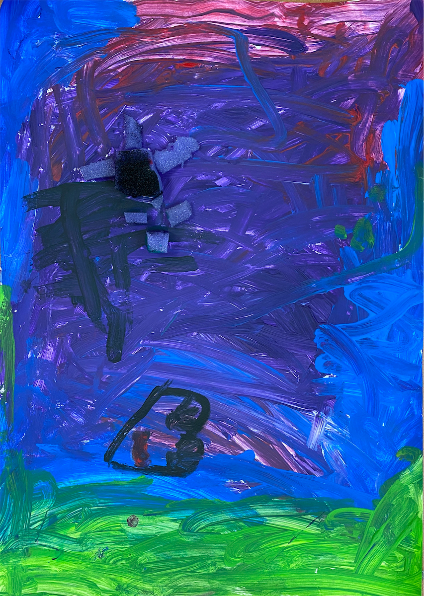 Lorin Akdag, 6 Jahre, ohne Titel, Acryl - Schwamm 