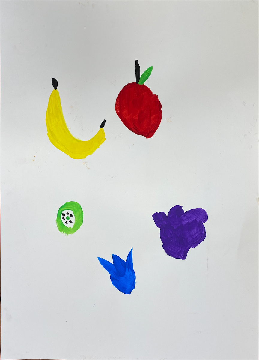 Leah Bauer, 6 Jahre, Obstbild, Gouache