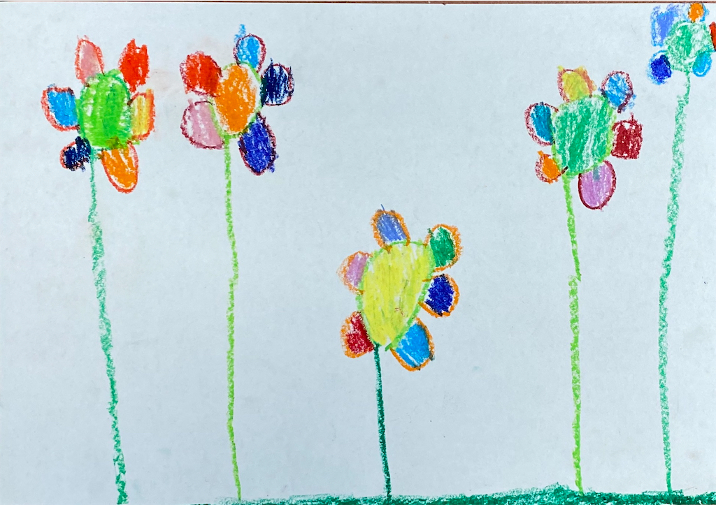 Isabella Colas, 5 Jahre, Zauberblumen, Pastell