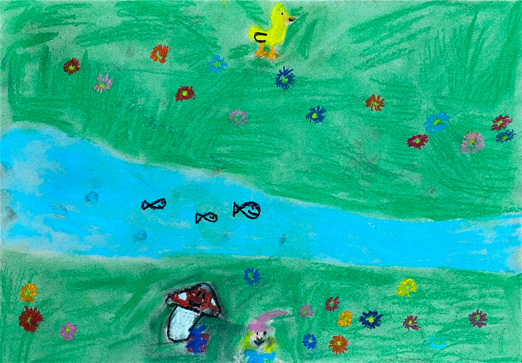Anouk Göbler, 7 Jahre, Der Naturwichtel, Pastell